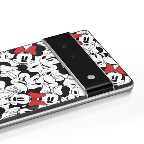 Disney Minnie Mouse Red Color Pop Face Pattern Google Pixel 6 Pro Skin